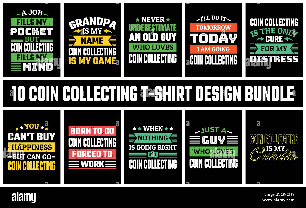 T-Shirt raccolta monete Design Set Vector Illustrazione Vettoriale