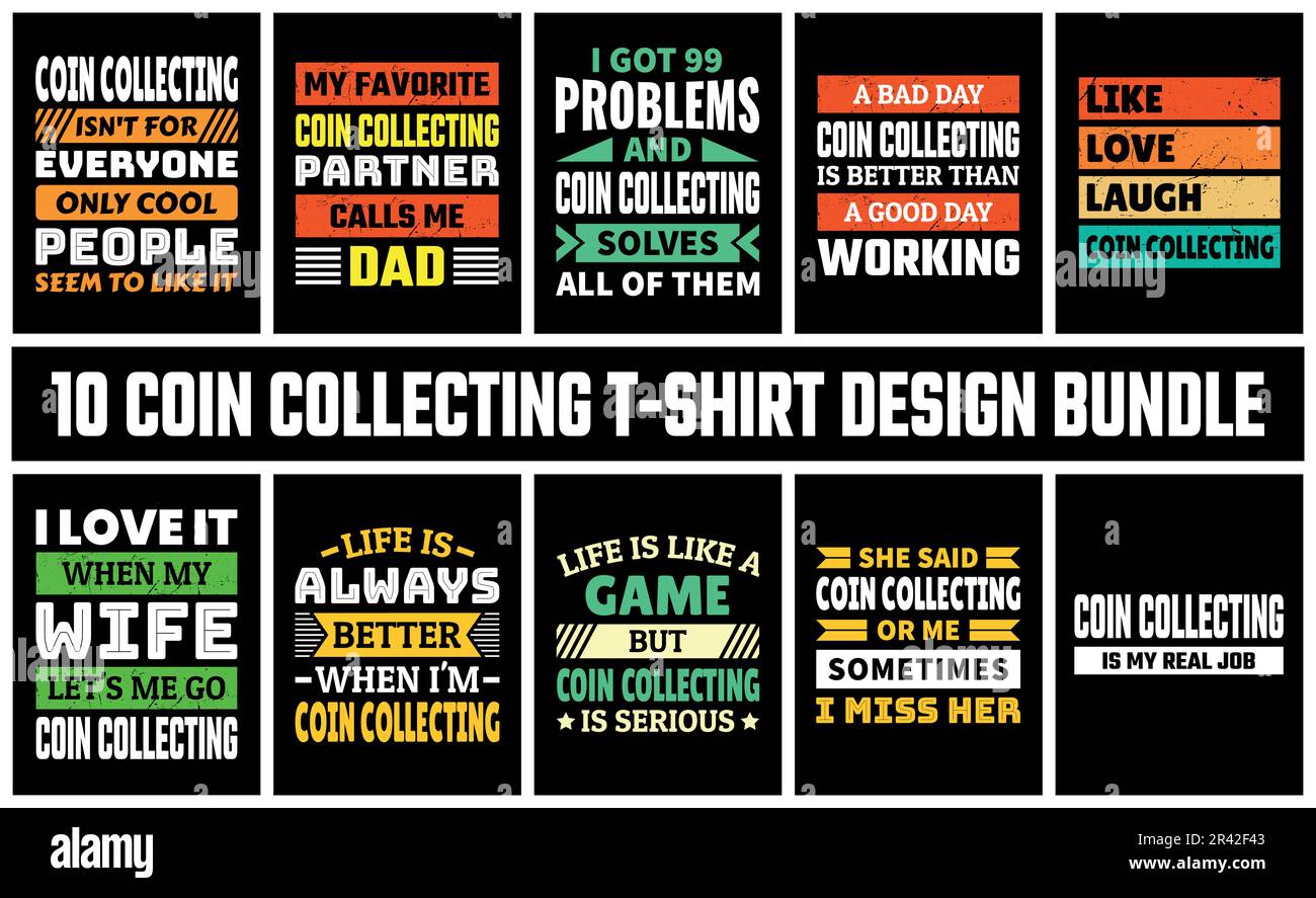 T-Shirt raccolta monete Design Set Vector Illustrazione Vettoriale