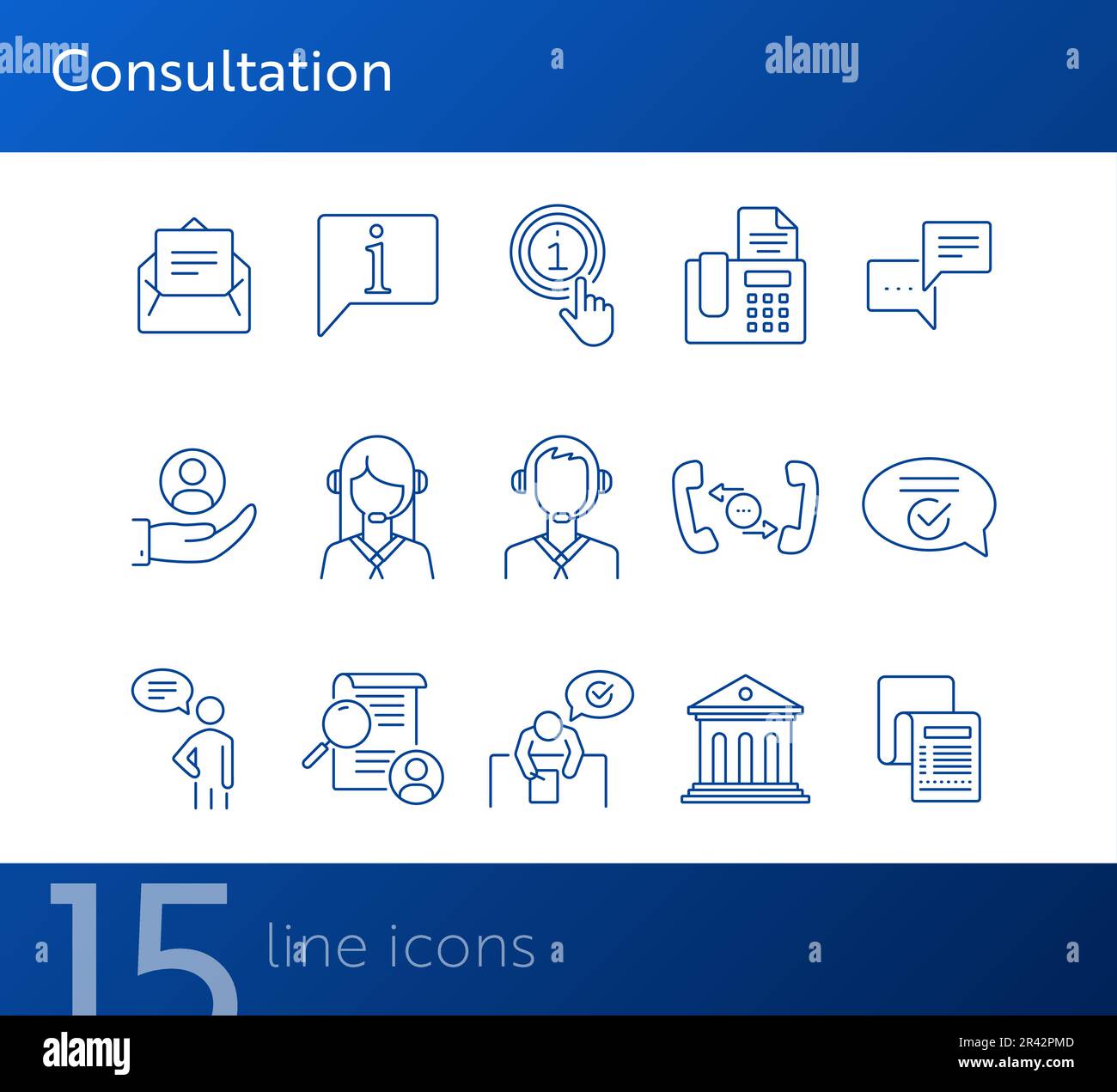 Set di icone della linea di consultazione Illustrazione Vettoriale