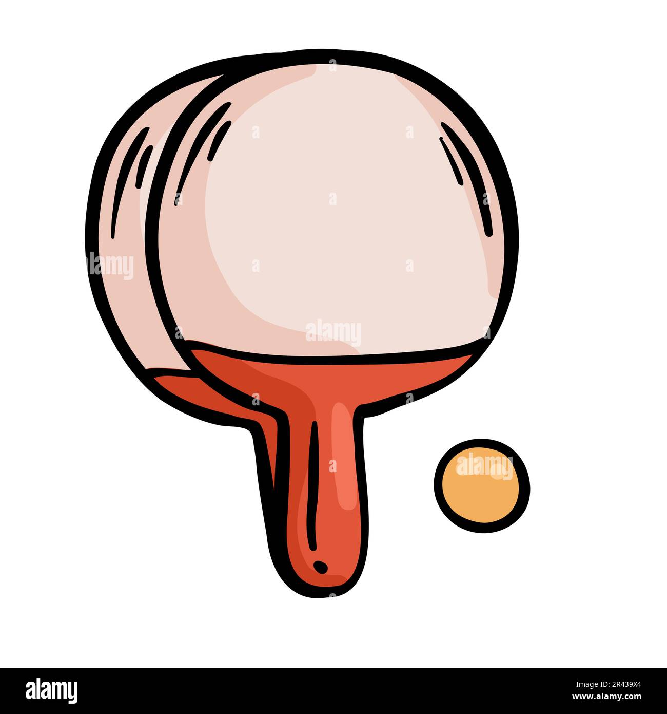 Pagaie da ping-pong, racchette da ping-pong vista dall'alto e dal basso. Attrezzatura sportiva con manico in legno e superficie in gomma rossa e nera del bat isolata su whit Illustrazione Vettoriale