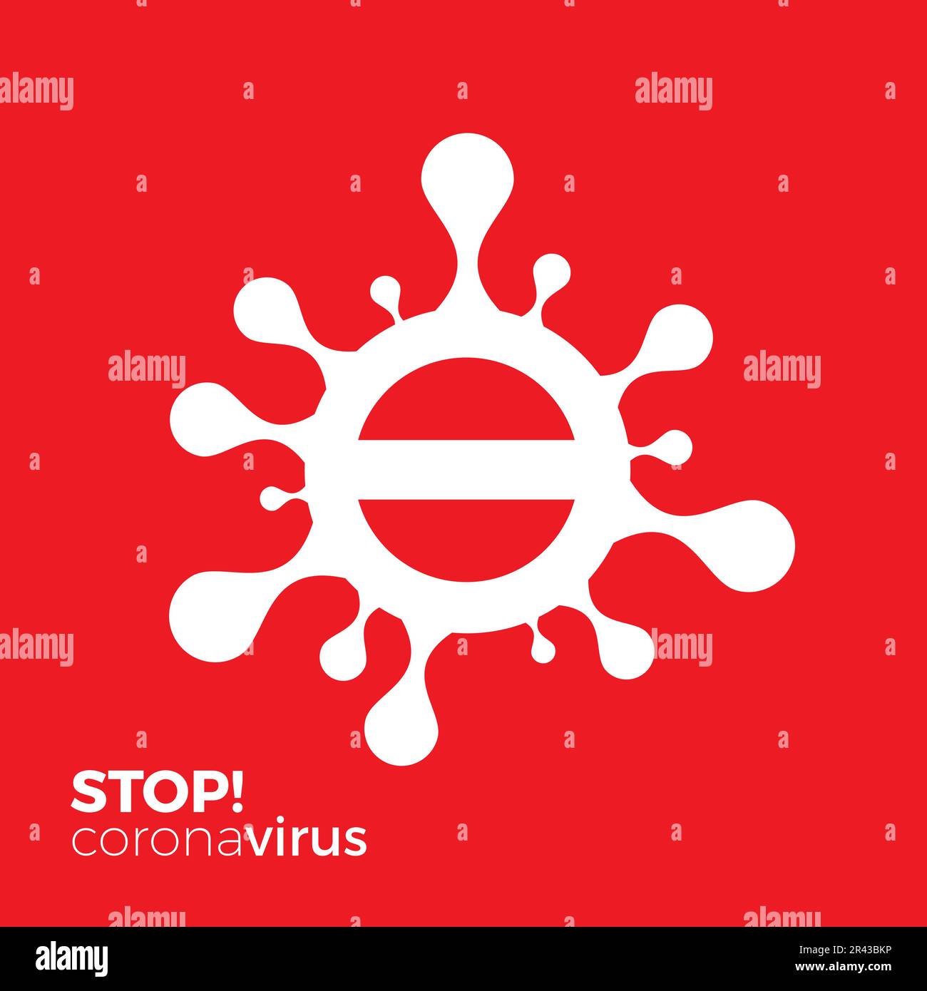 Arrestare Corona Virus Vector. logo covid 19. assistenza sanitaria Illustrazione Vettoriale