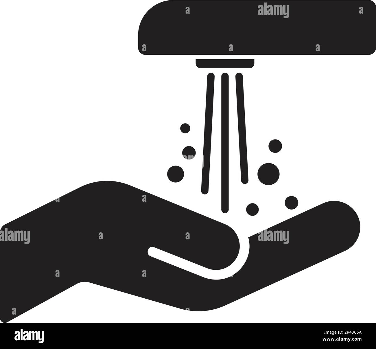 disinfettante per le mani semplice simbolo di lavaggio simbolo silhouette vettore nero isolato su sfondo bianco Illustrazione Vettoriale
