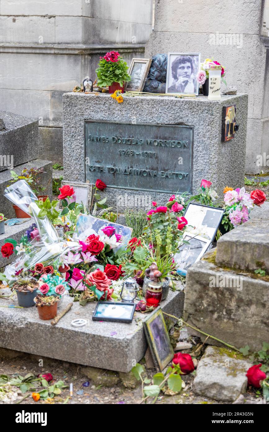 Cimitero di Jim Morrison, Cimitero di Pere Lachaise, Parigi, Francia Foto Stock