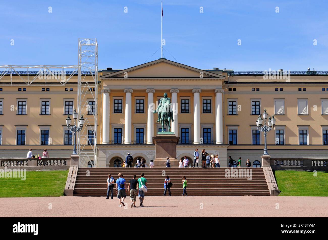 Statua equestre del re Carlo III Giovanni, Castello, Det kongelige slott, Castello della città reale, Oslo, Norvegia Foto Stock