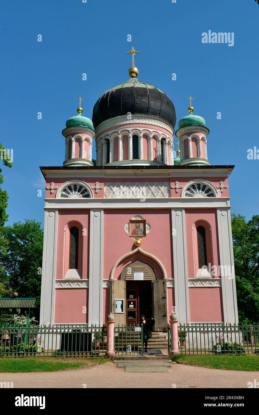 Chiesa ortodossa russa di San Alexander Nevsky a Potsdam, Colonia russa, Potsdam, Brandeburgo, Germania Foto Stock