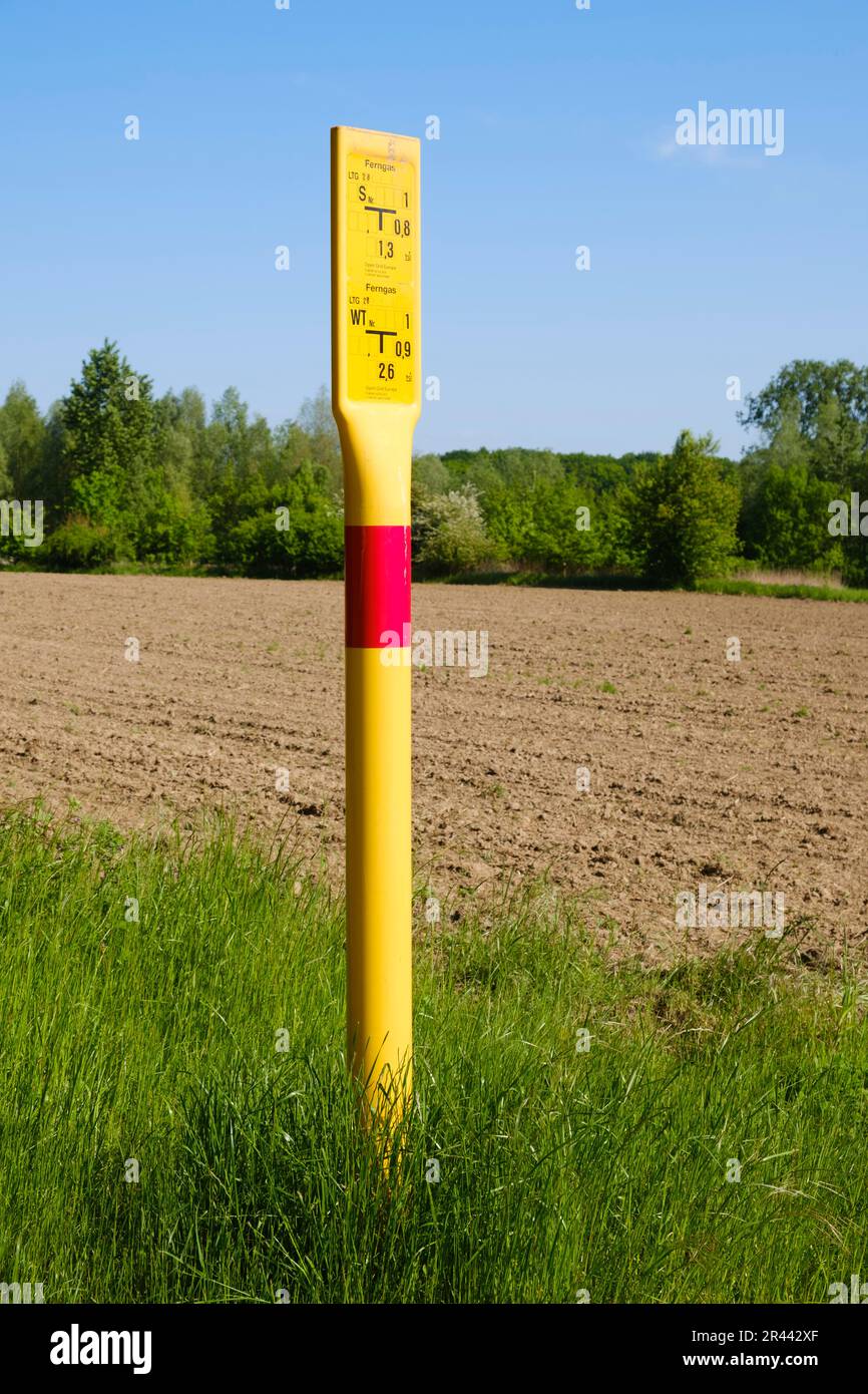 Cartello distrettuale gas, corso del gasdotto, Renania settentrionale-Vestfalia, Germania Foto Stock