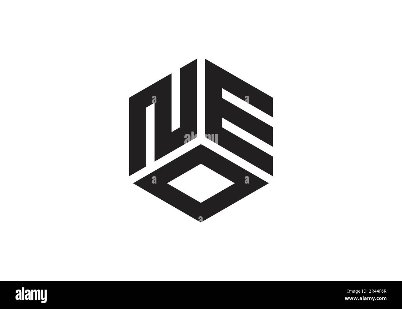 NEO Initial Monogram Letter One Logo Design modello vettoriale n e o Cube Polygon Letter Logo Design Illustrazione Vettoriale