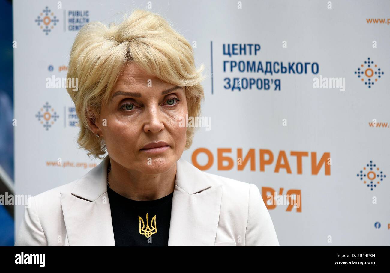 Non esclusiva: KYIV, UCRAINA - 24 MAGGIO 2023 - Iryna Soroka, capo del Dipartimento per la prevenzione delle malattie non trasmissibili (NCD), capo del Foto Stock