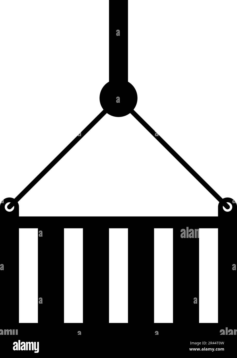 Porto container su cavo puleggia trasporto esportazione importazione spedizione logistica commercio concetto icona nero colore vettore illustrazione immagine piatta stile semplice Illustrazione Vettoriale