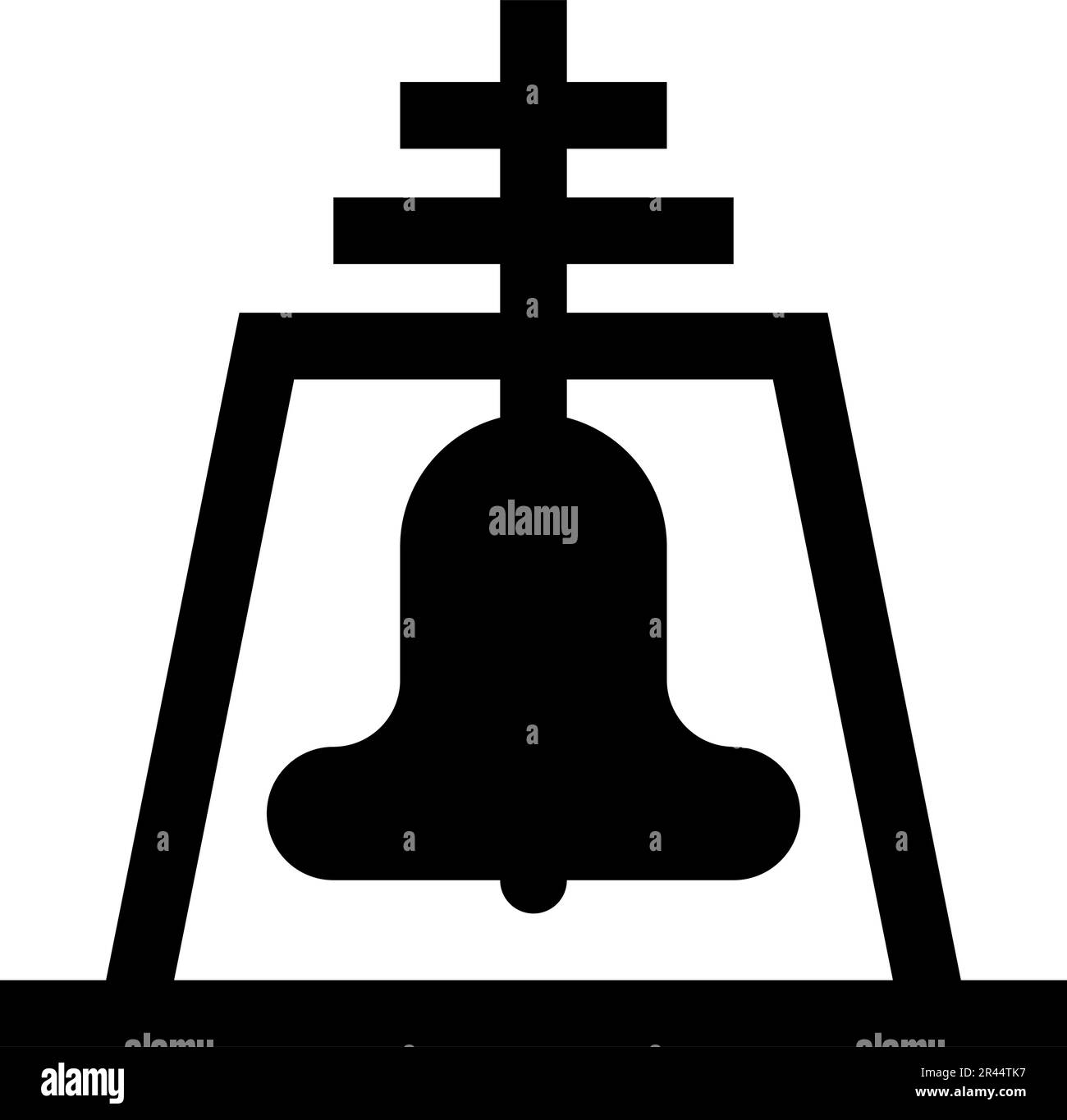 Chiesa campanello concetto campanello icona campanile nero colore vettore illustrazione immagine piatto stile semplice Illustrazione Vettoriale