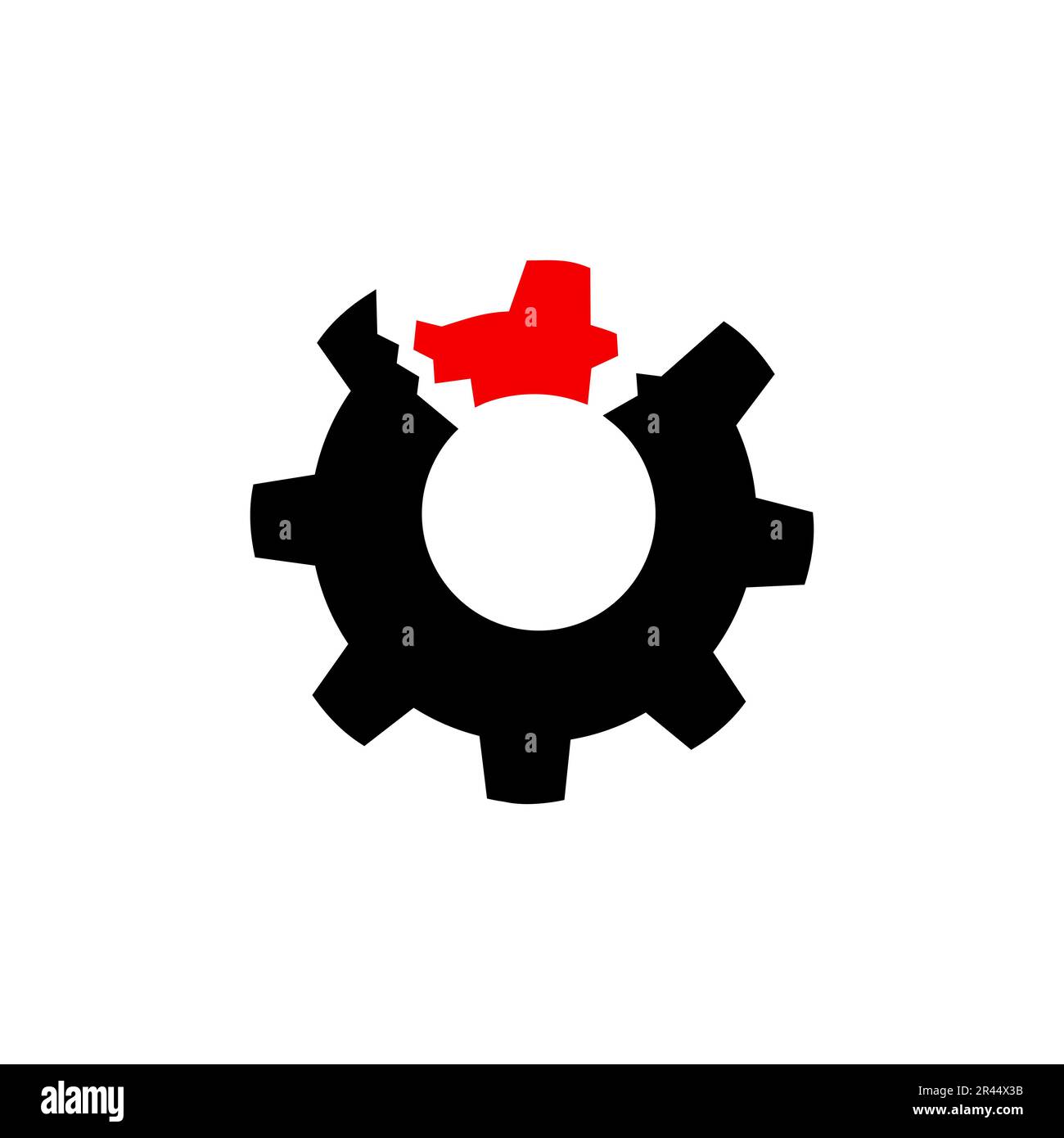 Icona a forma di cog spezzata, colore, linea, segno vettoriale di contorno, pittogramma lineare isolato su bianco. Simbolo, illustrazione del logo Illustrazione Vettoriale