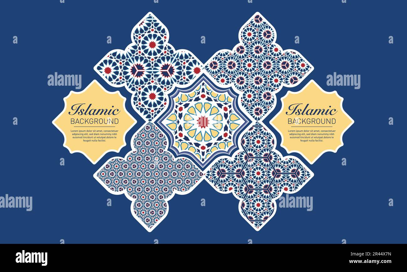 Motivi in stile arabo senza cuciture. Motivi geometrici islamici decorativi, collezione di sfondo, sfondo immagine vettoriale ornamento islamico Illustrazione Vettoriale