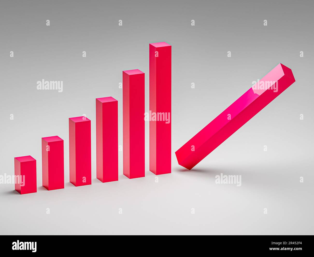 Fallimento e concetto di business. Grafico fallimentare con la recessione. rendering 3d Foto Stock