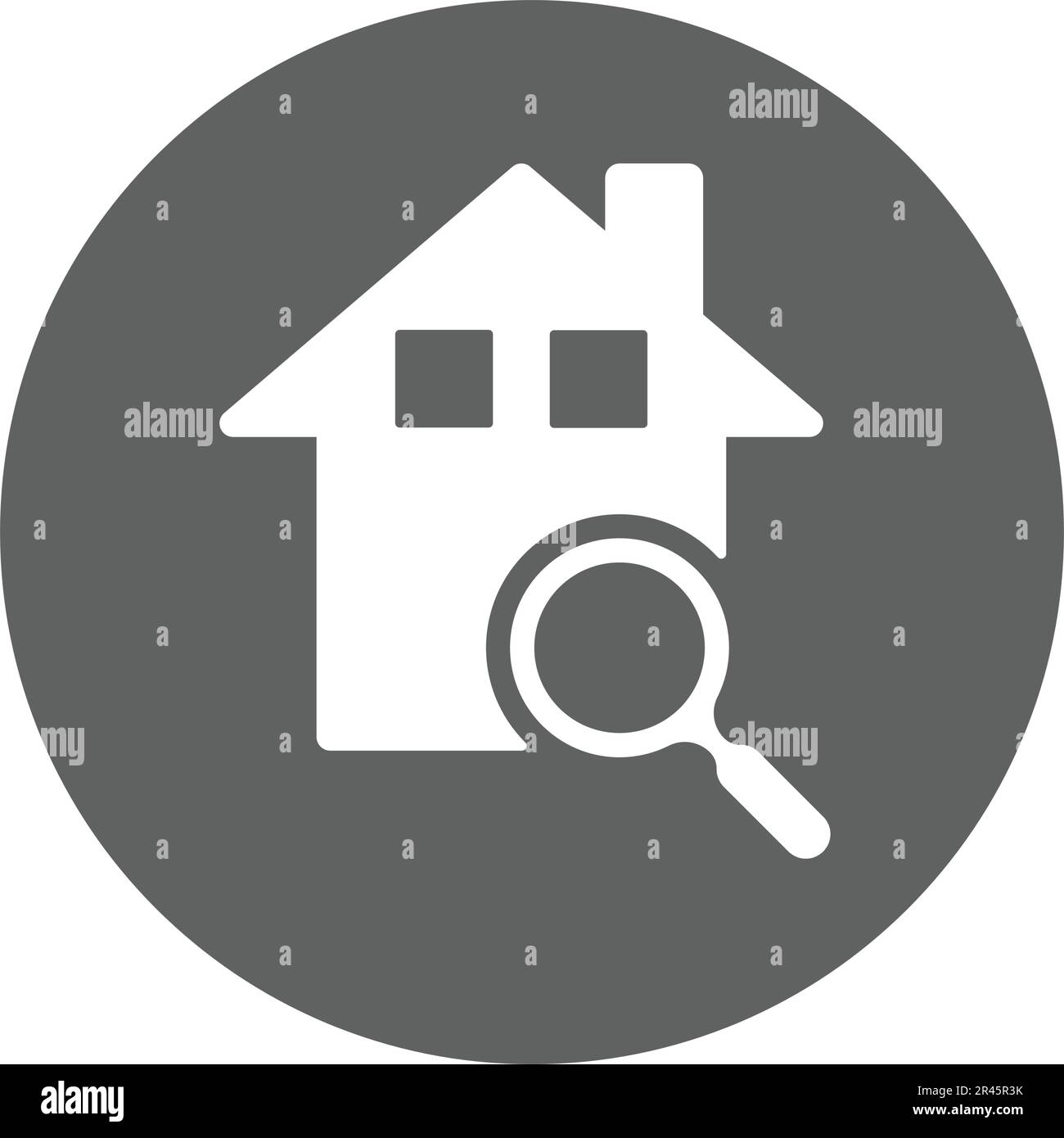 Casa, proprietà, immobiliare, icona di ricerca. Da utilizzare per la progettazione e lo sviluppo di siti Web, scopi commerciali, supporti di stampa, Web o qualsiasi tipo di attività di progettazione. Illustrazione Vettoriale