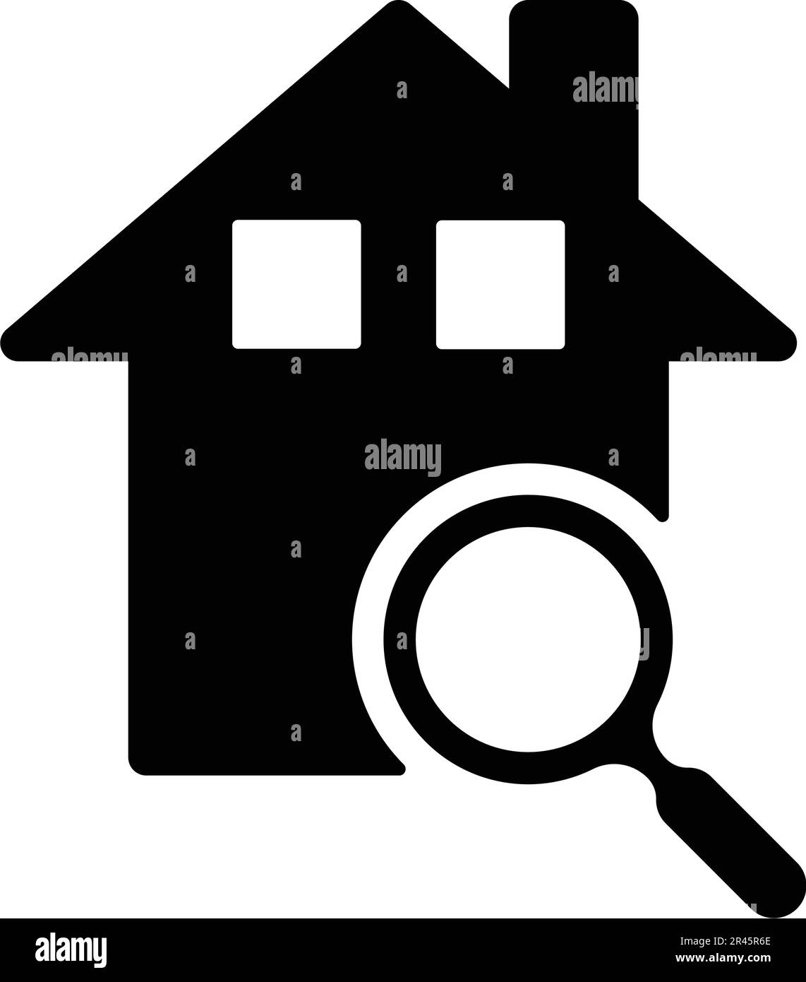 Casa, proprietà, immobiliare, icona di ricerca. Da utilizzare per la progettazione e lo sviluppo di siti Web, scopi commerciali, supporti di stampa, Web o qualsiasi tipo di attività di progettazione. Illustrazione Vettoriale