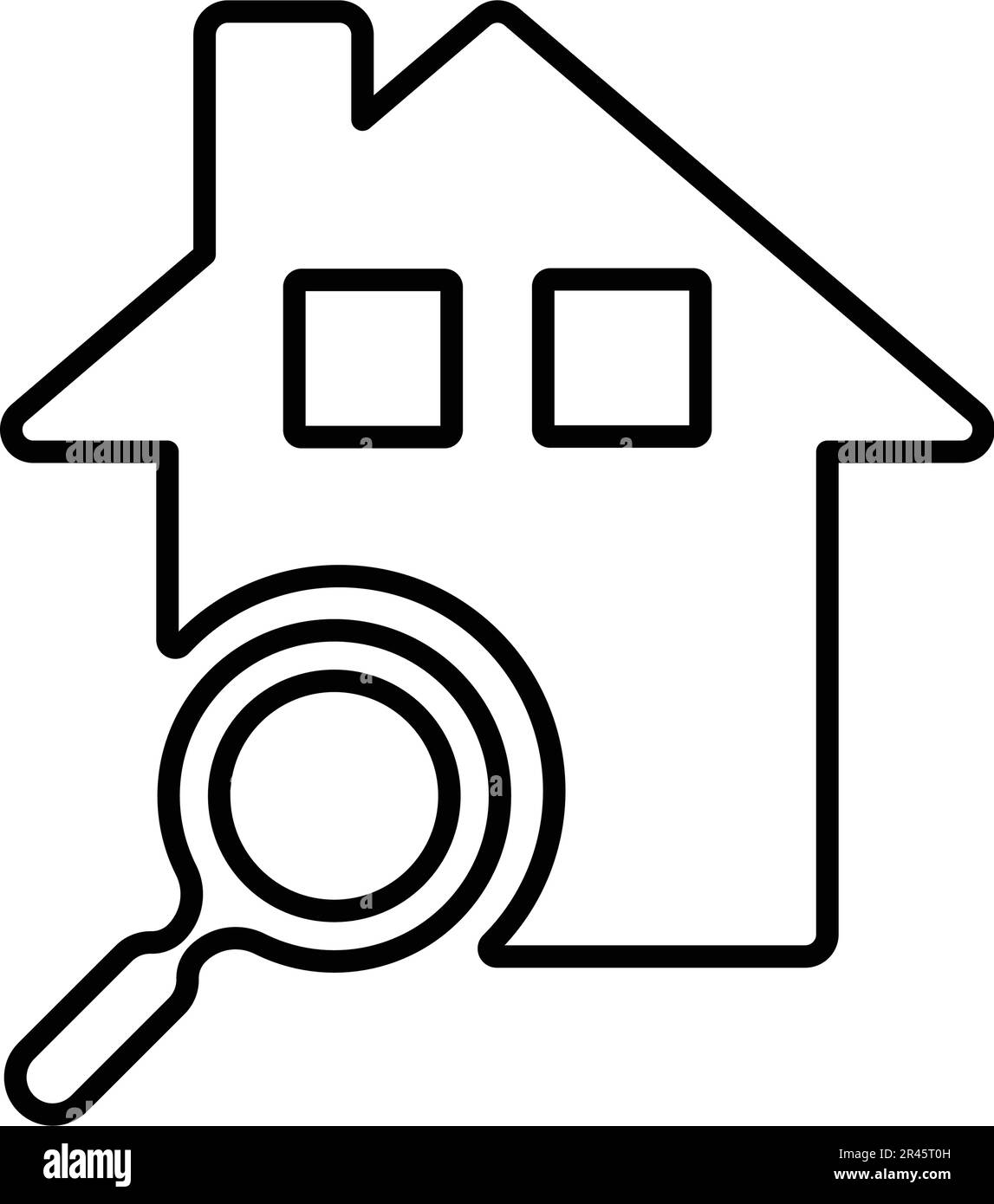 Casa, proprietà, immobiliare, icona di ricerca. Da utilizzare per la progettazione e lo sviluppo di siti Web, scopi commerciali, supporti di stampa, Web o qualsiasi tipo di attività di progettazione. Illustrazione Vettoriale