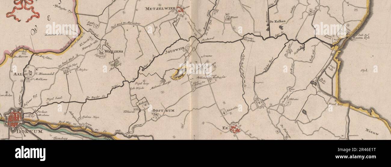 Uitsnede Zuider EE - Oostdongeradeel door Bernardus Schotanus à Schotinga en Francis Halma (1718) Foto Stock