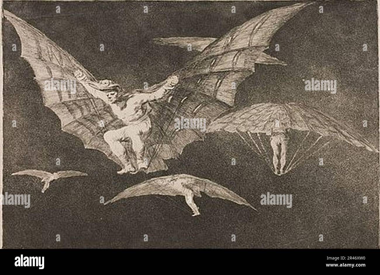Una idea de hombres en vuelo por murciélago y polilla Foto Stock