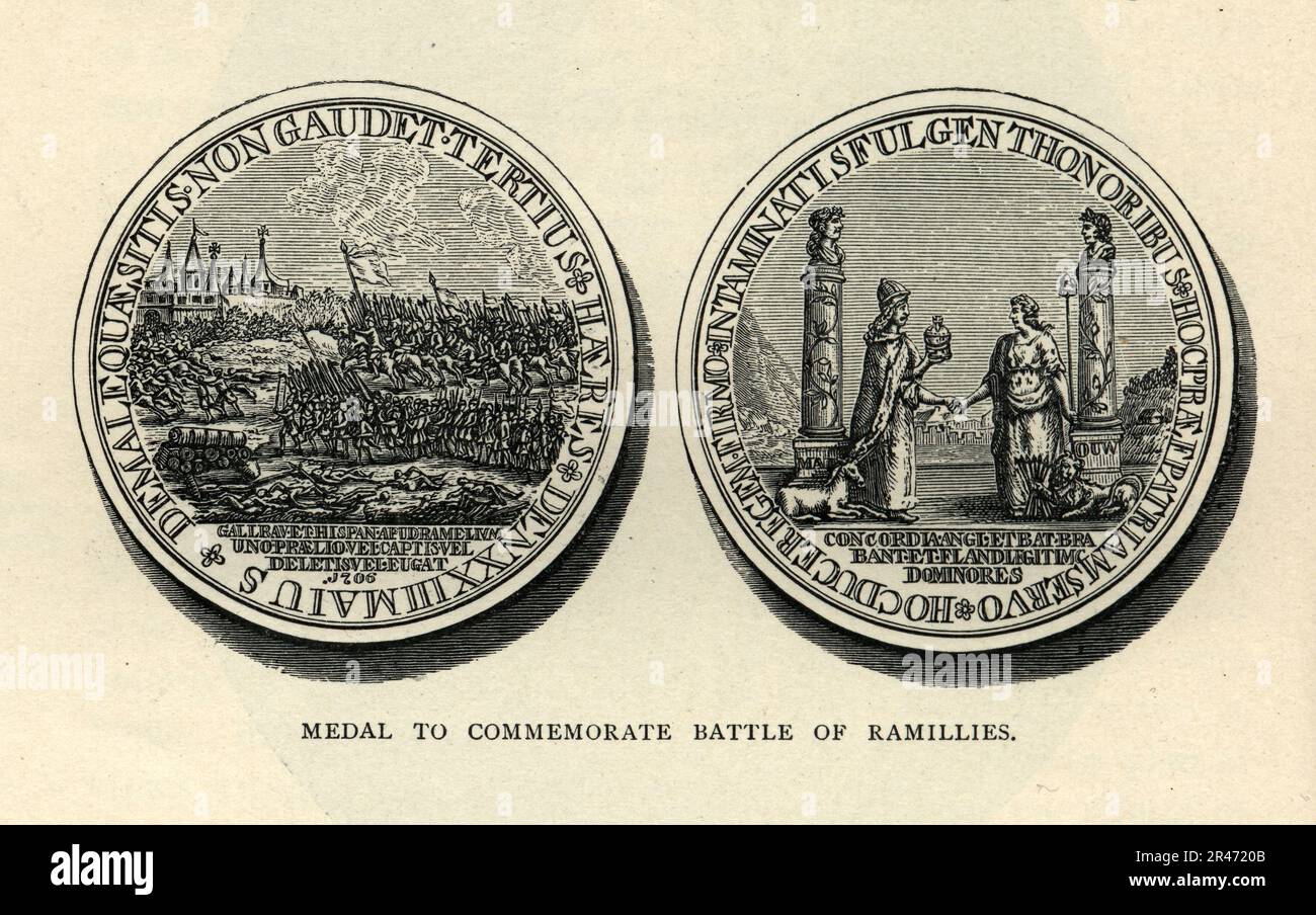 Medaglia per commemorare la Battaglia di Ramillies combattuta il 23 maggio 1706, fu una battaglia della Guerra di successione spagnola Foto Stock