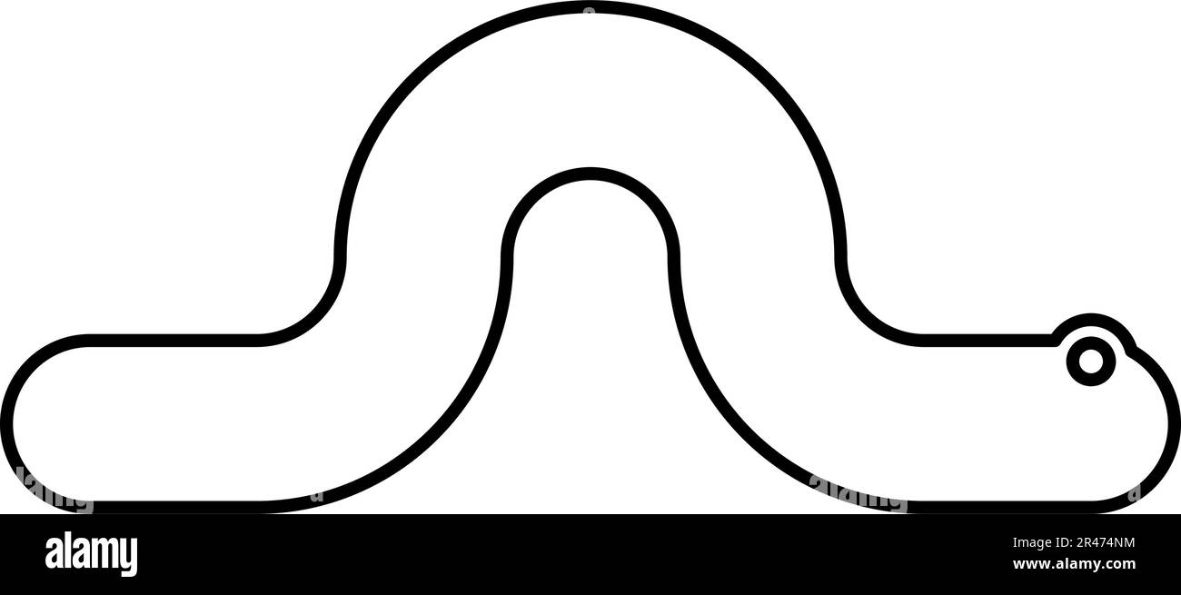 Verme strisciante verme strisciante invertebrato creatura strisciante contorno linea icona nero colore vettore illustrazione immagine sottile piatto stile semplice Illustrazione Vettoriale