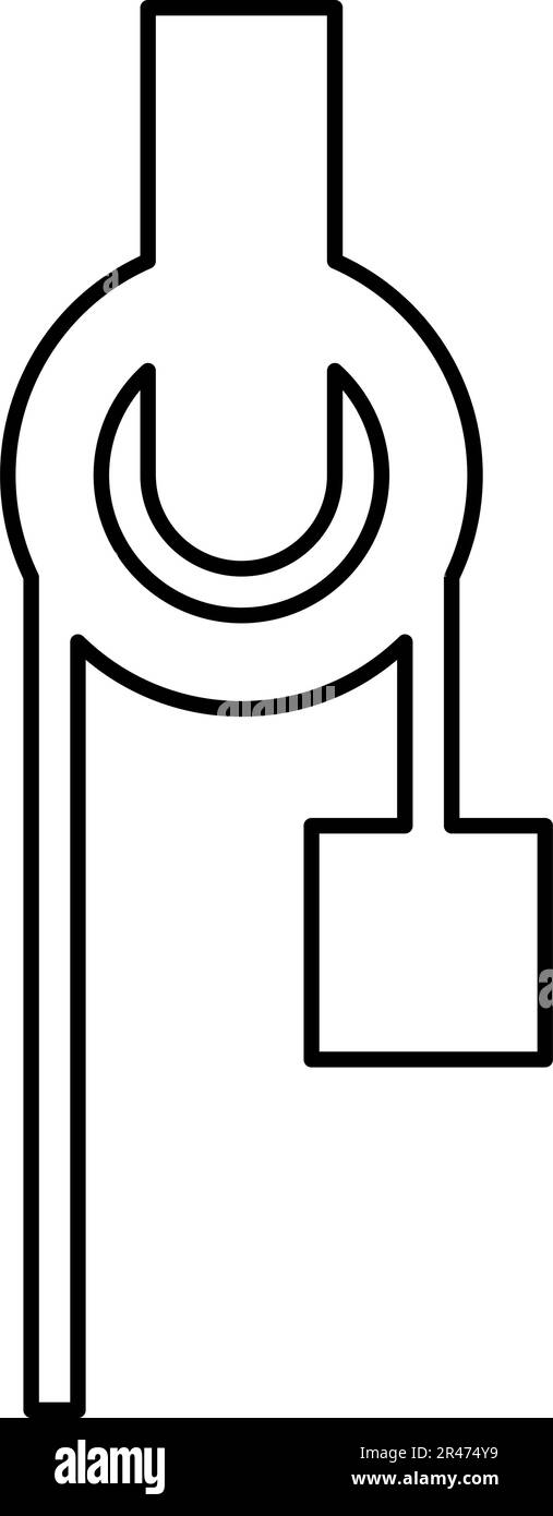 Verricello con struttura a cordicella carrucola per arrampicata attrezzatura blocco cargo cargo weight carico carico profilo linea icona colore nero vettore Illustrazione Vettoriale