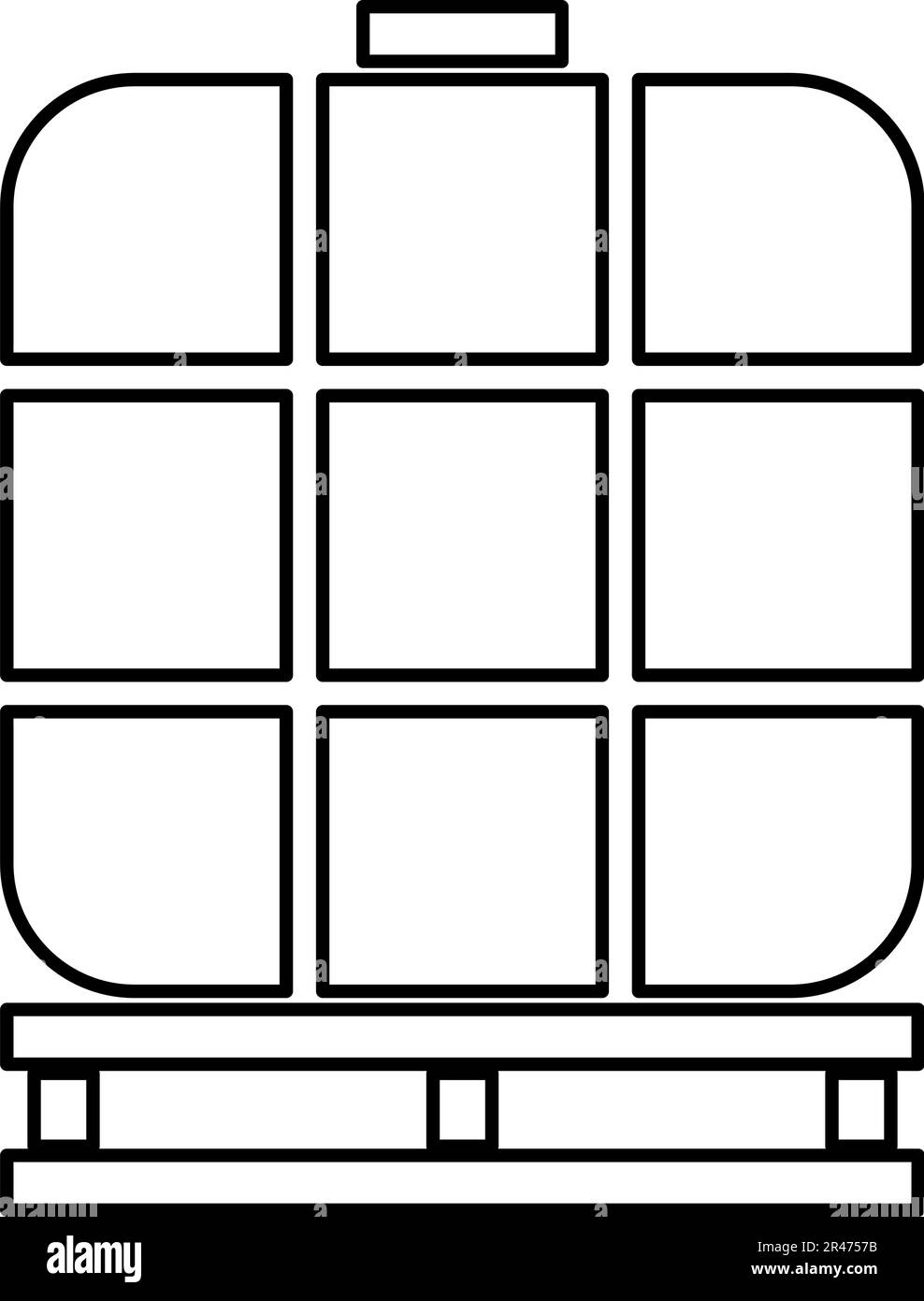 IBC serbatoio intermedio per contenitori di materiale sfuso per liquidi serbatoio di accumulo acqua fluida contorno linea contorno icona colore nero vettore immagine sottile Illustrazione Vettoriale