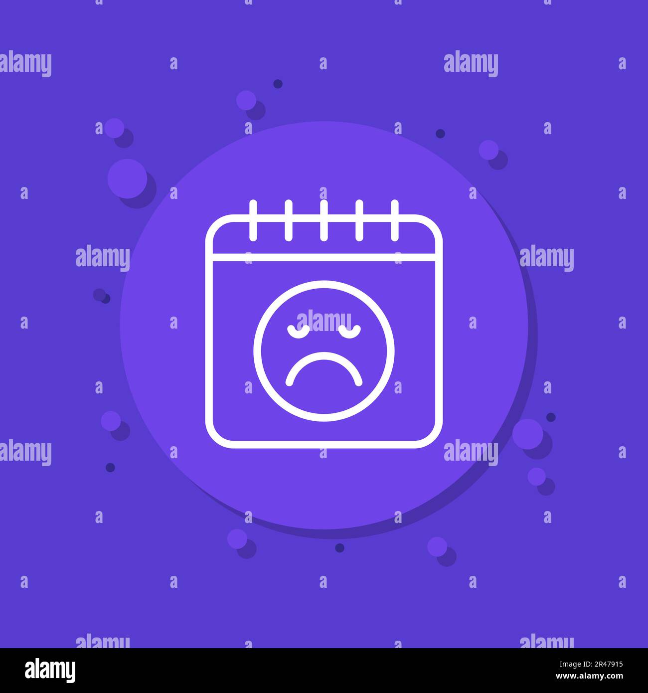bad giorno icona con calendario e emotoji triste Illustrazione Vettoriale