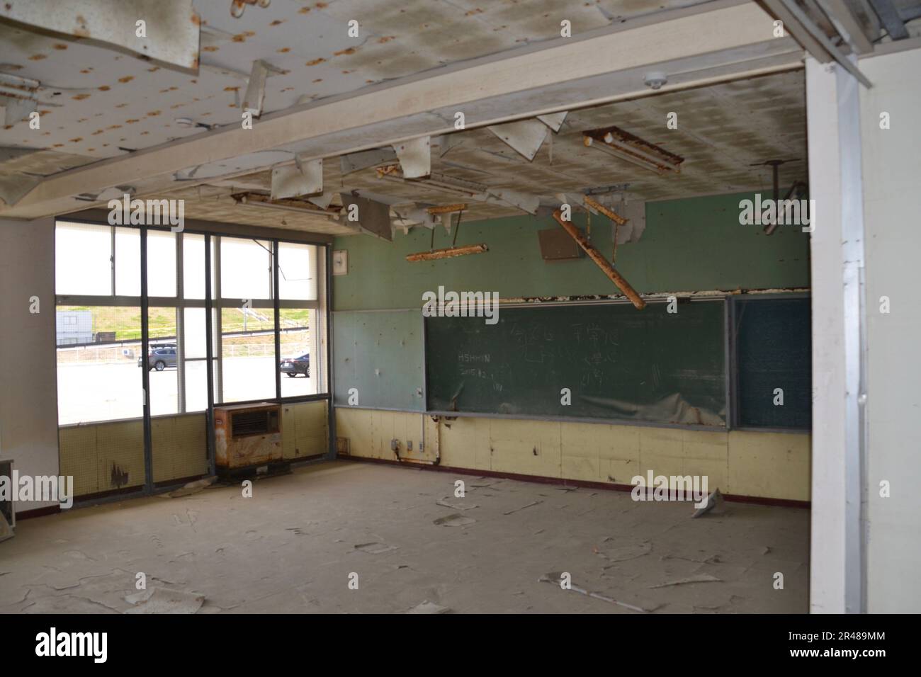 Le rovine conservate della Sendai Arahama Elementary School si trovano come memoriale del grande terremoto e tsunami del Giappone orientale nel 2011 Foto Stock