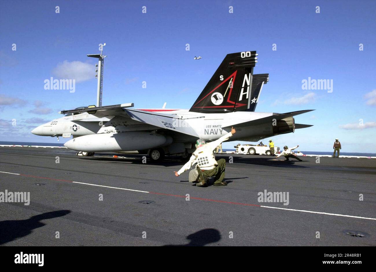 US Navy F-A-18E lancia da USS Nimitz Foto Stock