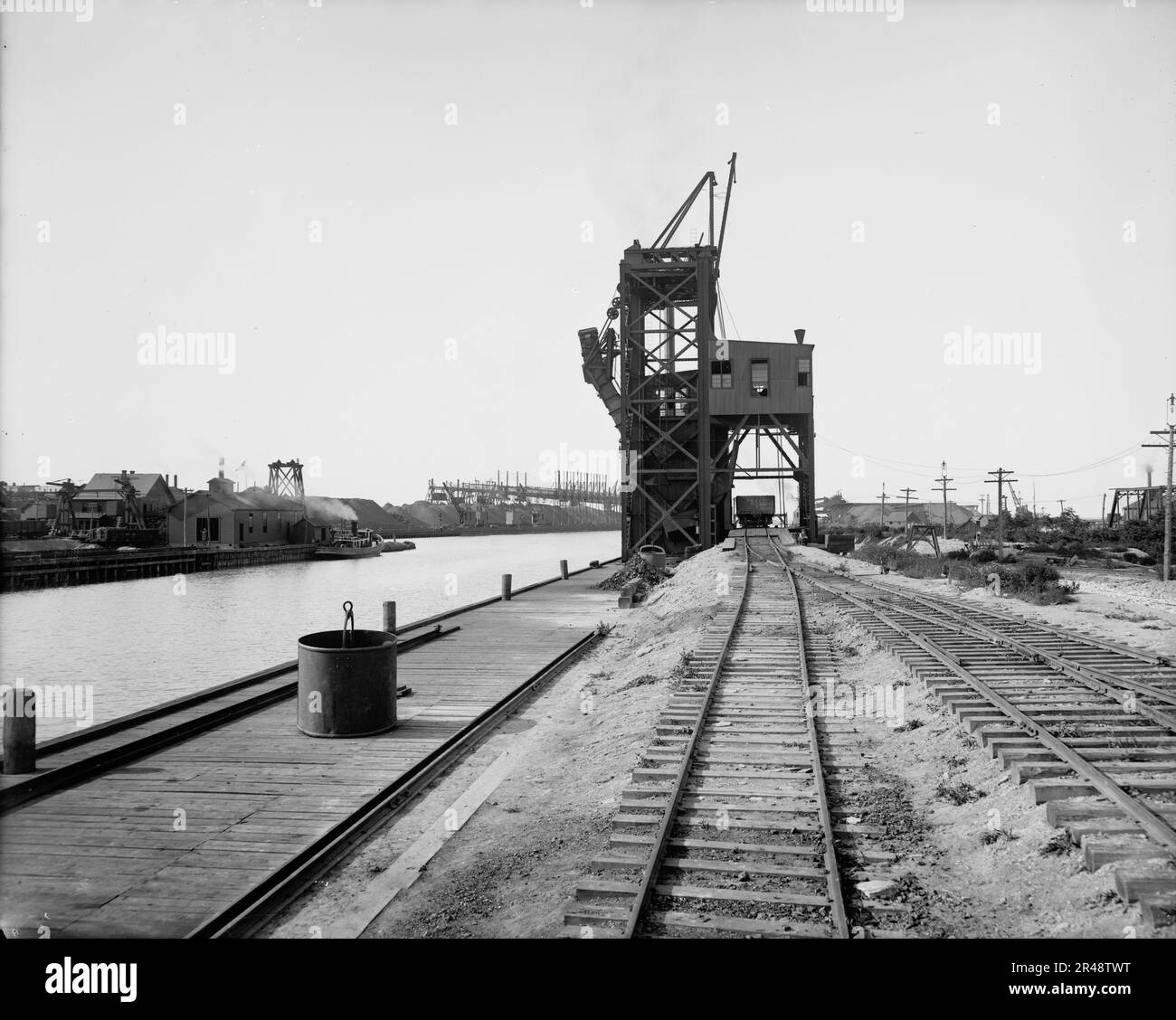 Impianto di scarico del carbone, Conneaut, Ohio, ca. 1900. Foto Stock