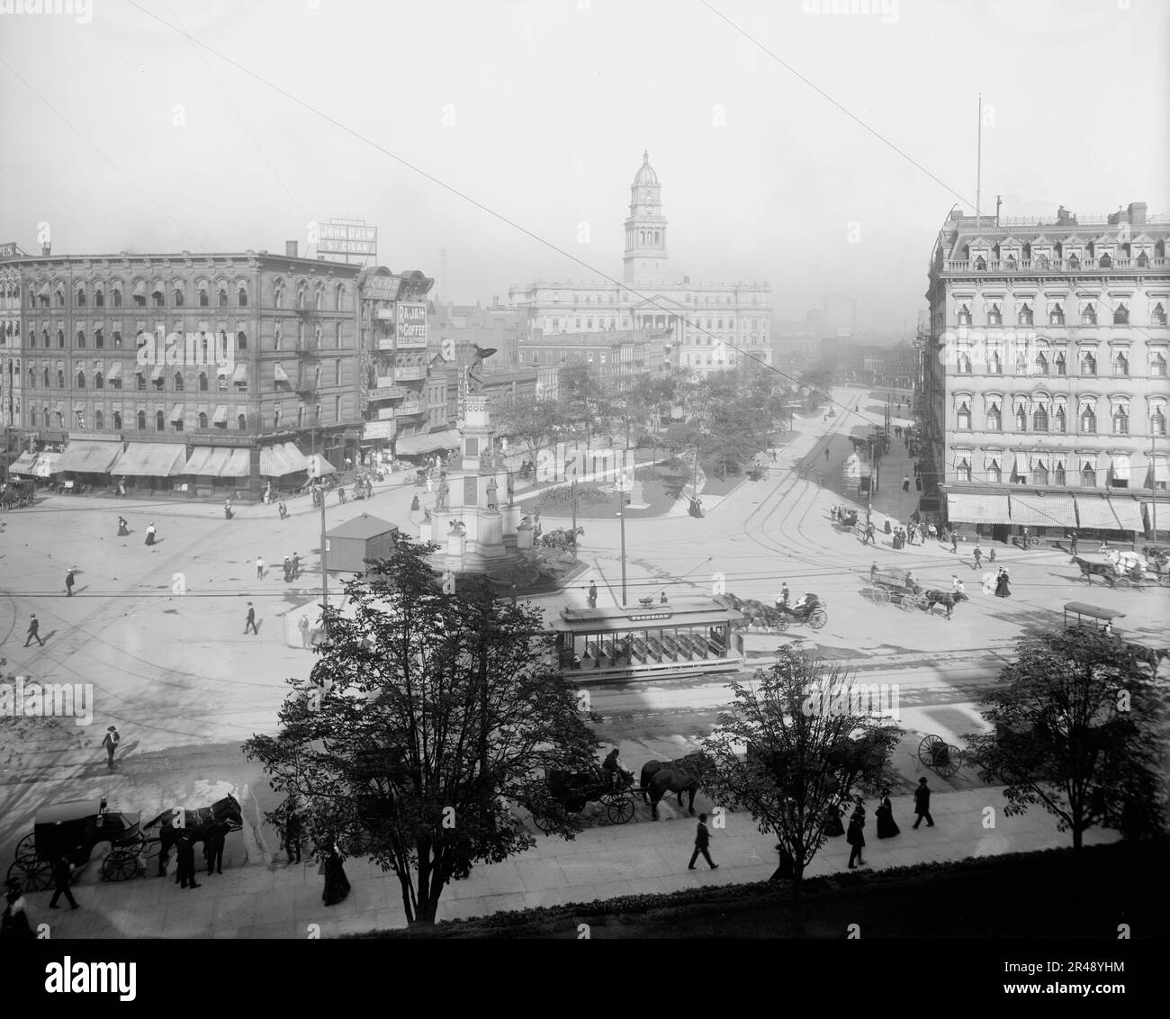 Cadillac Square e County Bldg., Detroit, Michigan, tra 1902 e 1910. Foto Stock