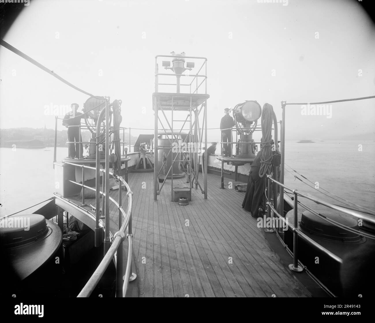 U.S.S. Oregon, dopo il ponte e luci di ricerca, tra 1896 e 1901. Foto Stock