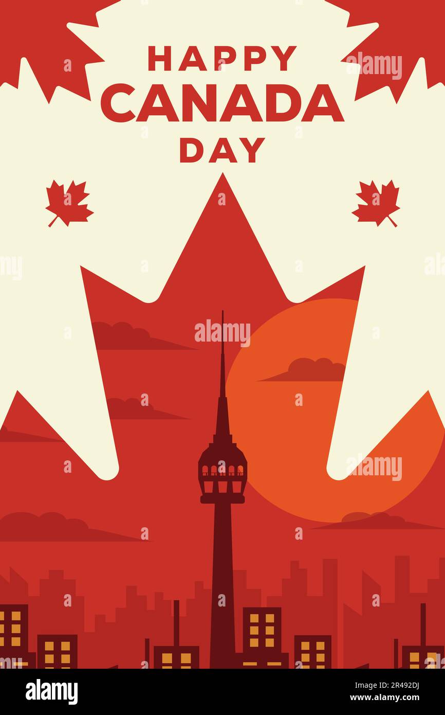 modello di illustrazione del banner verticale happy canada day Illustrazione Vettoriale