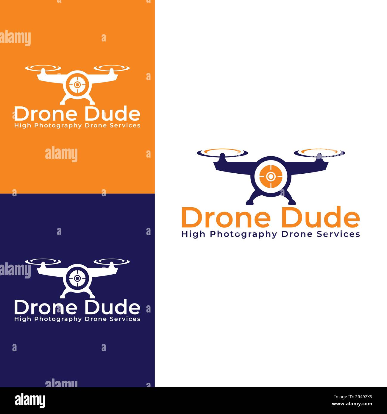 Ispirazione per il design del semplice logo del drone vettoriale Illustrazione Vettoriale