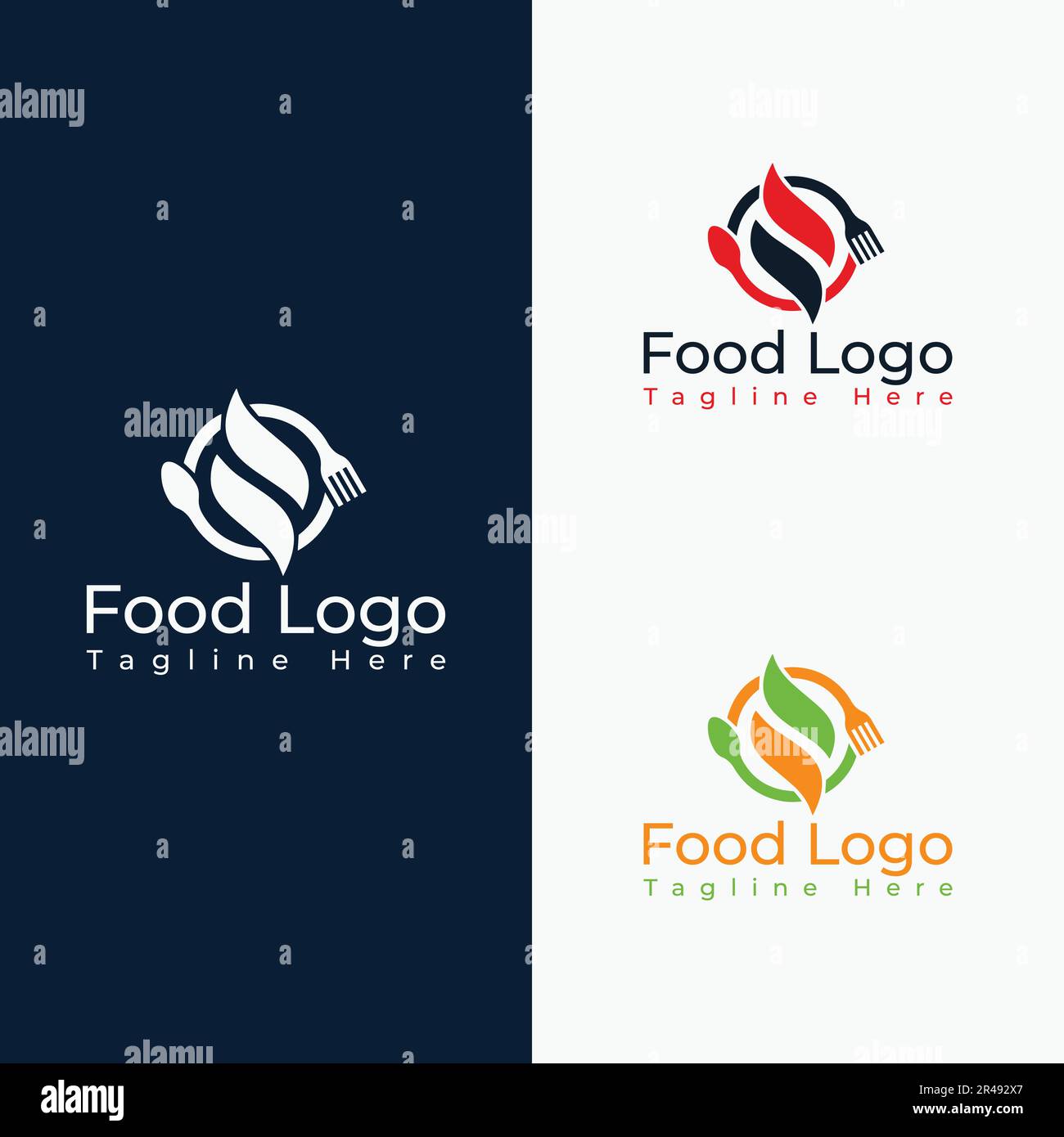 logo food, flame, ristorante, design minimalista e logo business Illustrazione Vettoriale