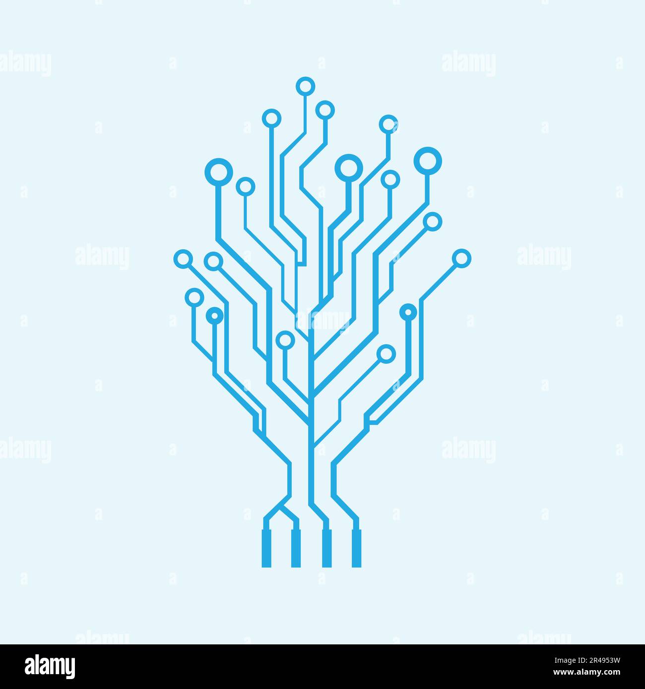 Logo vettoriale ad albero della tecnologia dei circuiti digitali Illustrazione Vettoriale