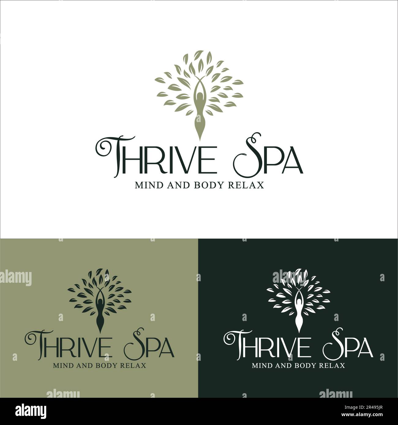 Logo del centro benessere, fiore, bellezza, design minimalista, cura e business in modello vettoriale Illustrazione Vettoriale