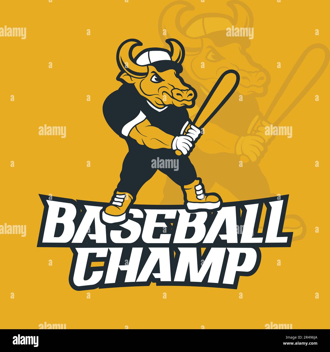 Baseball Champ sport mascotte logo design Illustrazione Vettoriale