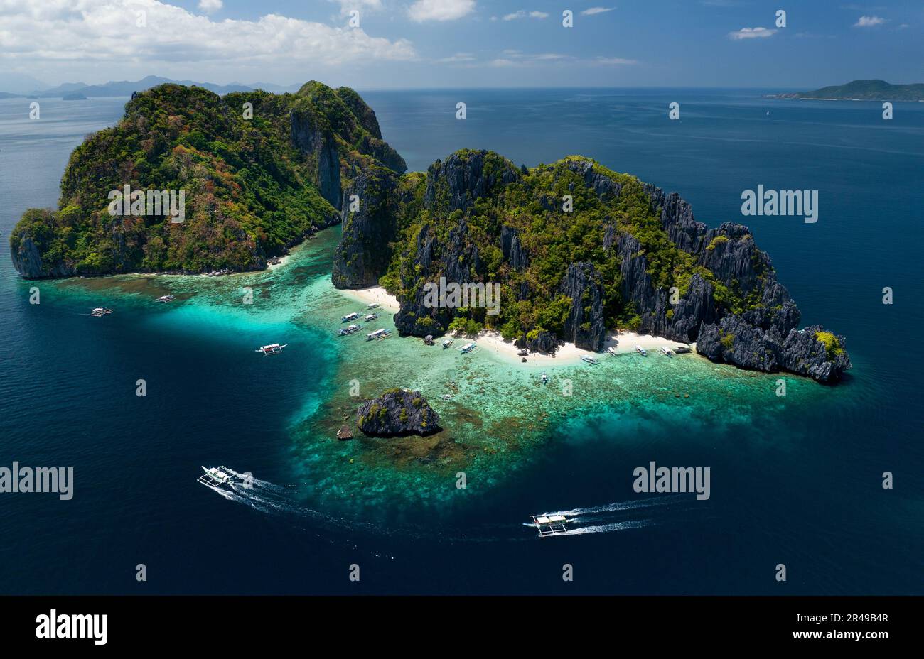 L'isola di Shimizu si trova vicino all'isola di Miniloc, a circa 12 km da El Nido, Palawan, Filippine. Foto Stock