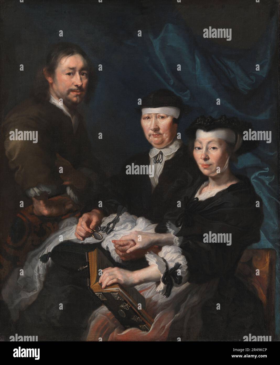 L'artista con la sua famiglia, 1640. (La moglie di Mander, Maria Fern, ha un libro aperto in grembo, probabilmente la Bibbia, e tiene la mano di sua madre.) Foto Stock