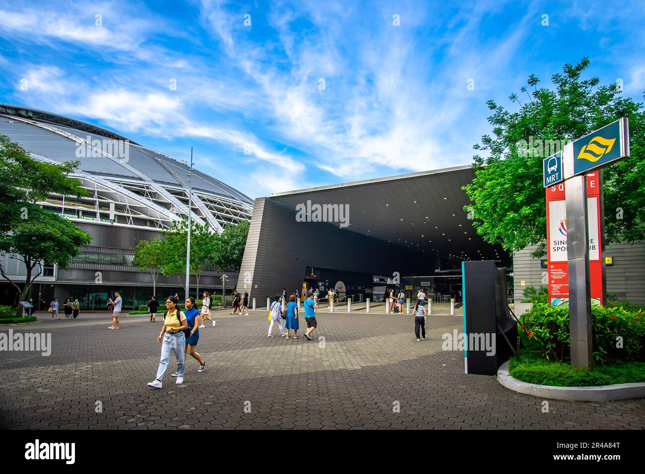 Stazione MRT Stadium presso il Singapore Sports Hub. E' un quartiere sportivo e ricreativo a Kallang, Singapore. Foto Stock