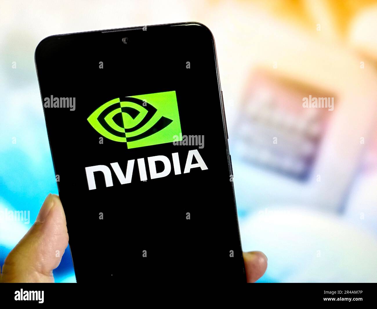 SUQIAN, CINA - 27 MAGGIO 2023 - llustration: NVIDIA, Suqian, provincia di Jiangsu, Cina, maggio 27, 2023. NVIDIA vale quasi mille miliardi di dollari. Foto Stock