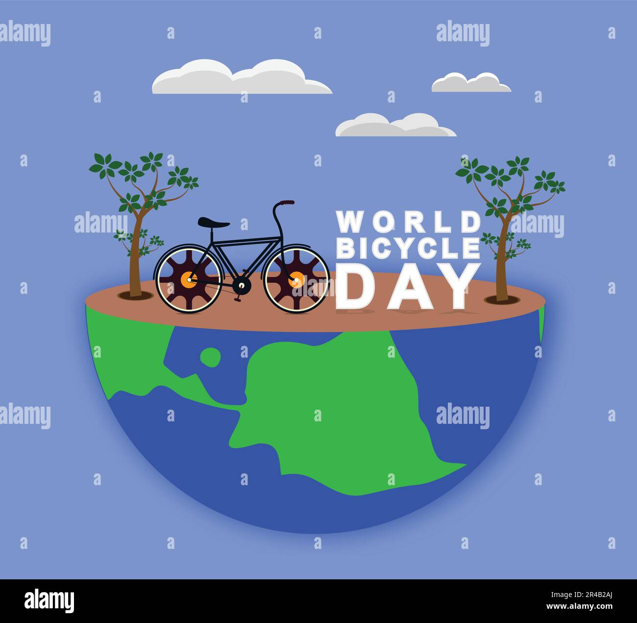 Disegno dell'illustrazione di giorno della bicicletta del mondo Illustrazione Vettoriale