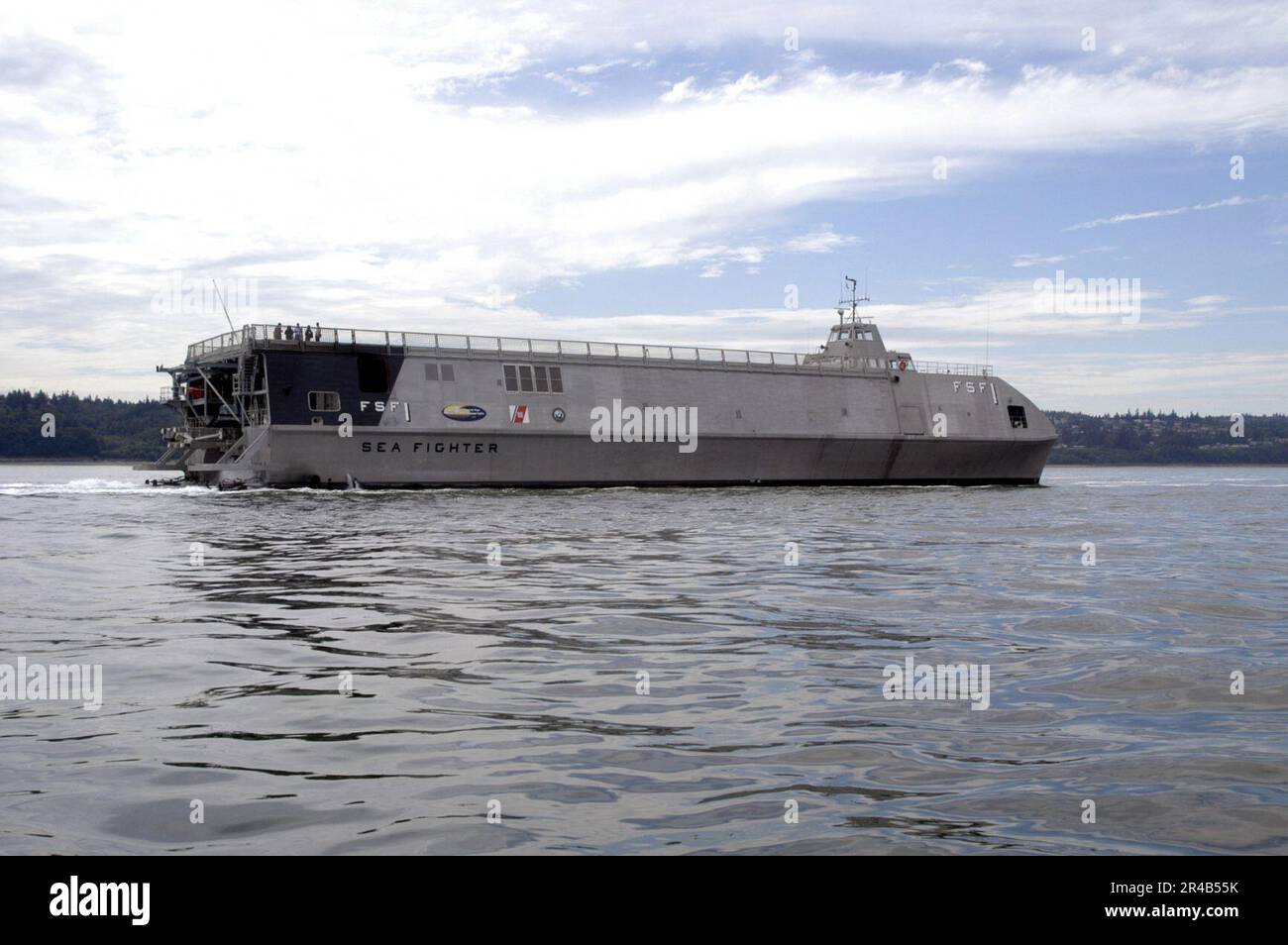 US Navy gli Stati Uniti Navy's X-Craft, Sea Fighter (FSF-1), in corso fuori dal porto di Everett. Foto Stock