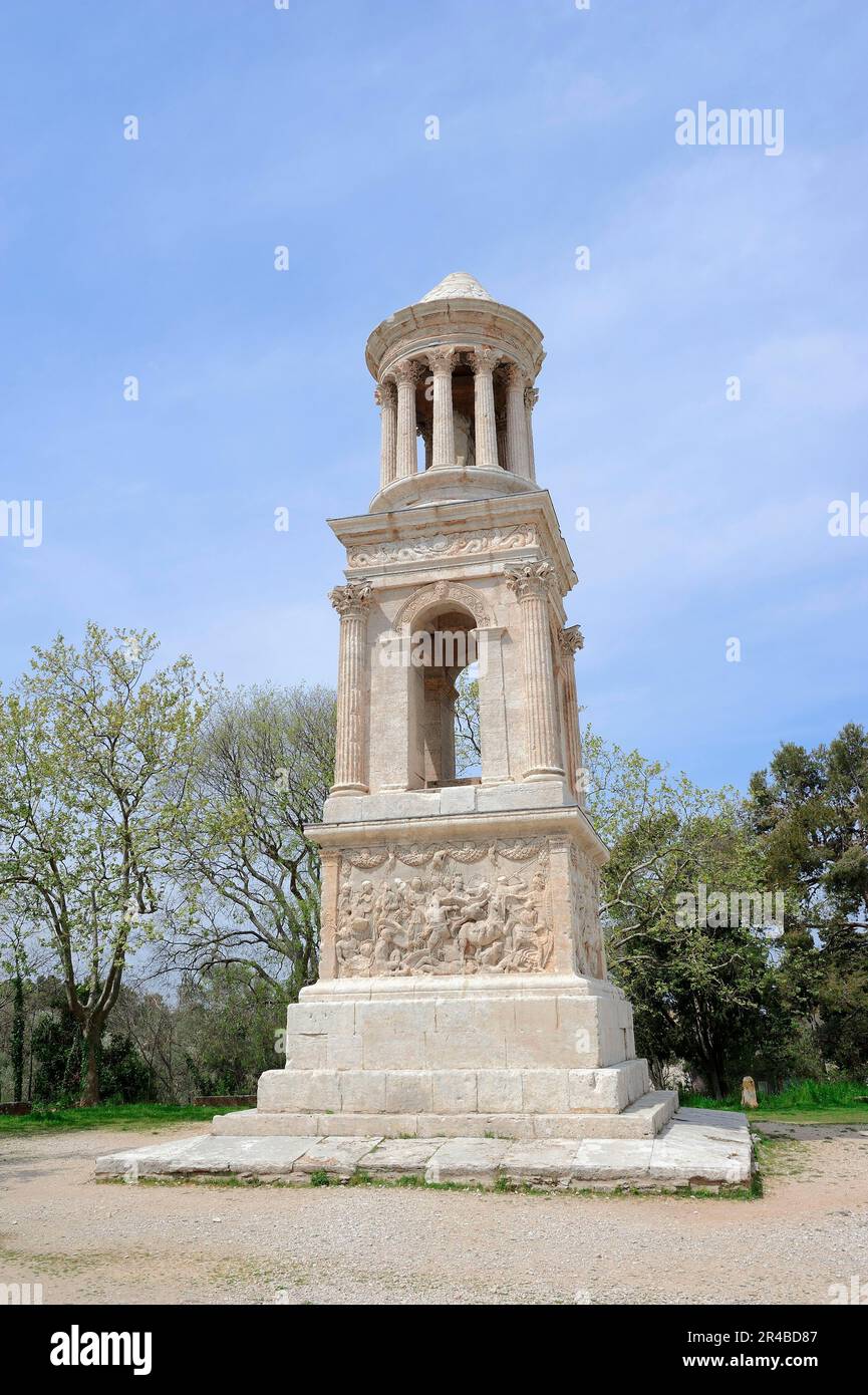 Mausoleo Romano dei Julians, Glanum, Saint Remy-de-Provence, Bocche del Rodano, Provenza-Alpi-Costa Azzurra, Francia meridionale Foto Stock