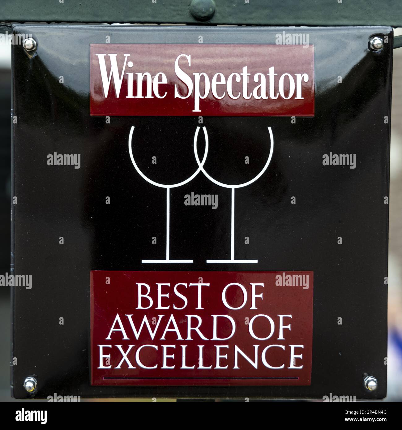 Premio Wine Spectator, firma su un ristorante, Amsterdam, capitale dei Paesi Bassi, Olanda, Europa occidentale Foto Stock