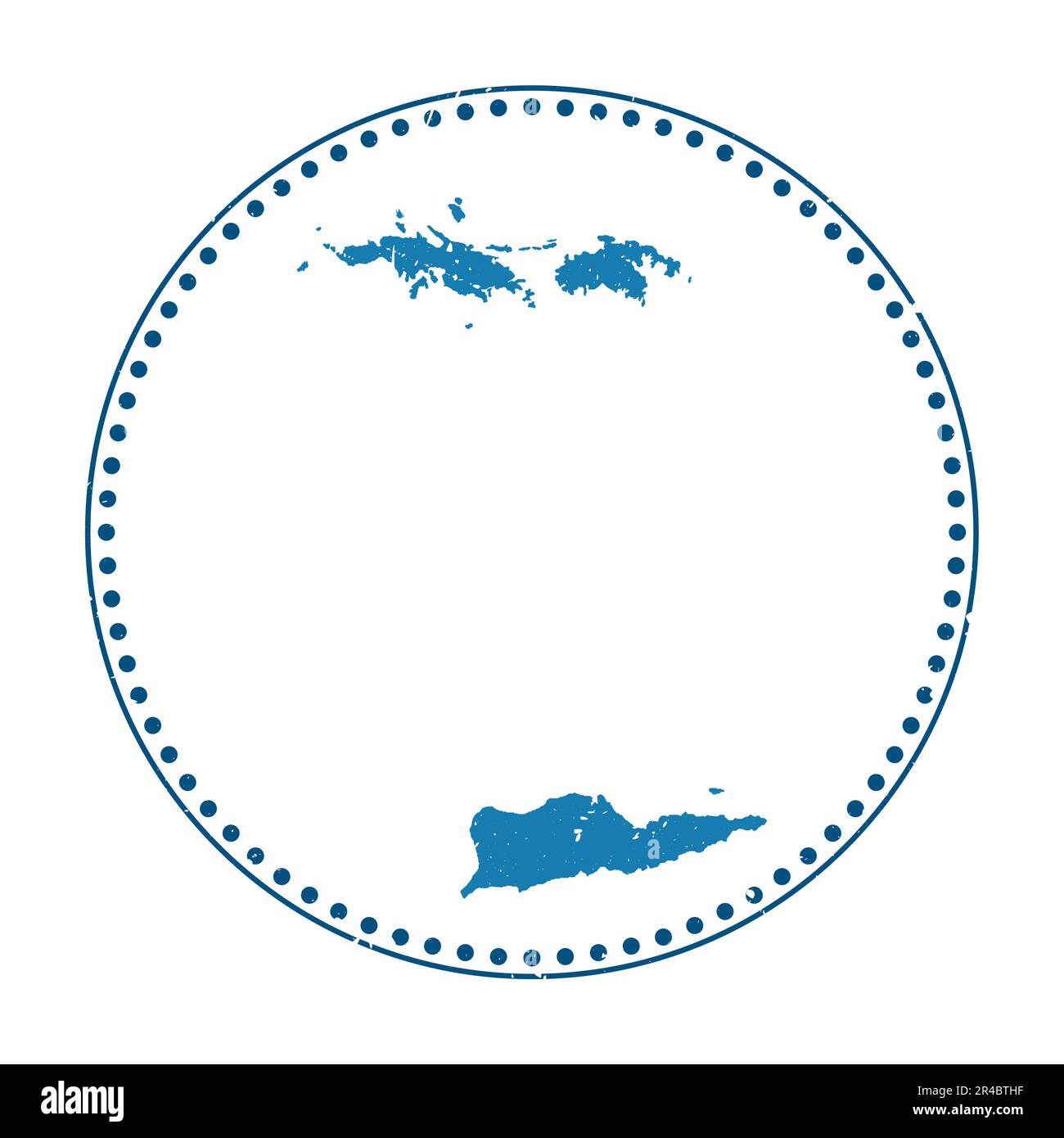 Adesivo Isole Vergini. Timbro da viaggio con mappa dell'isola, illustrazione vettoriale. Illustrazione Vettoriale