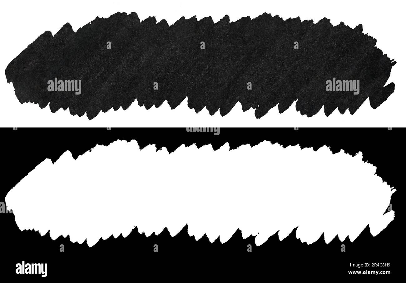Tratto di colore nero marcatore trama isolata su sfondo bianco con maschera di ritaglio (canale alfa) per un rapido isolamento. Oggetto facile da selezionare. Foto Stock