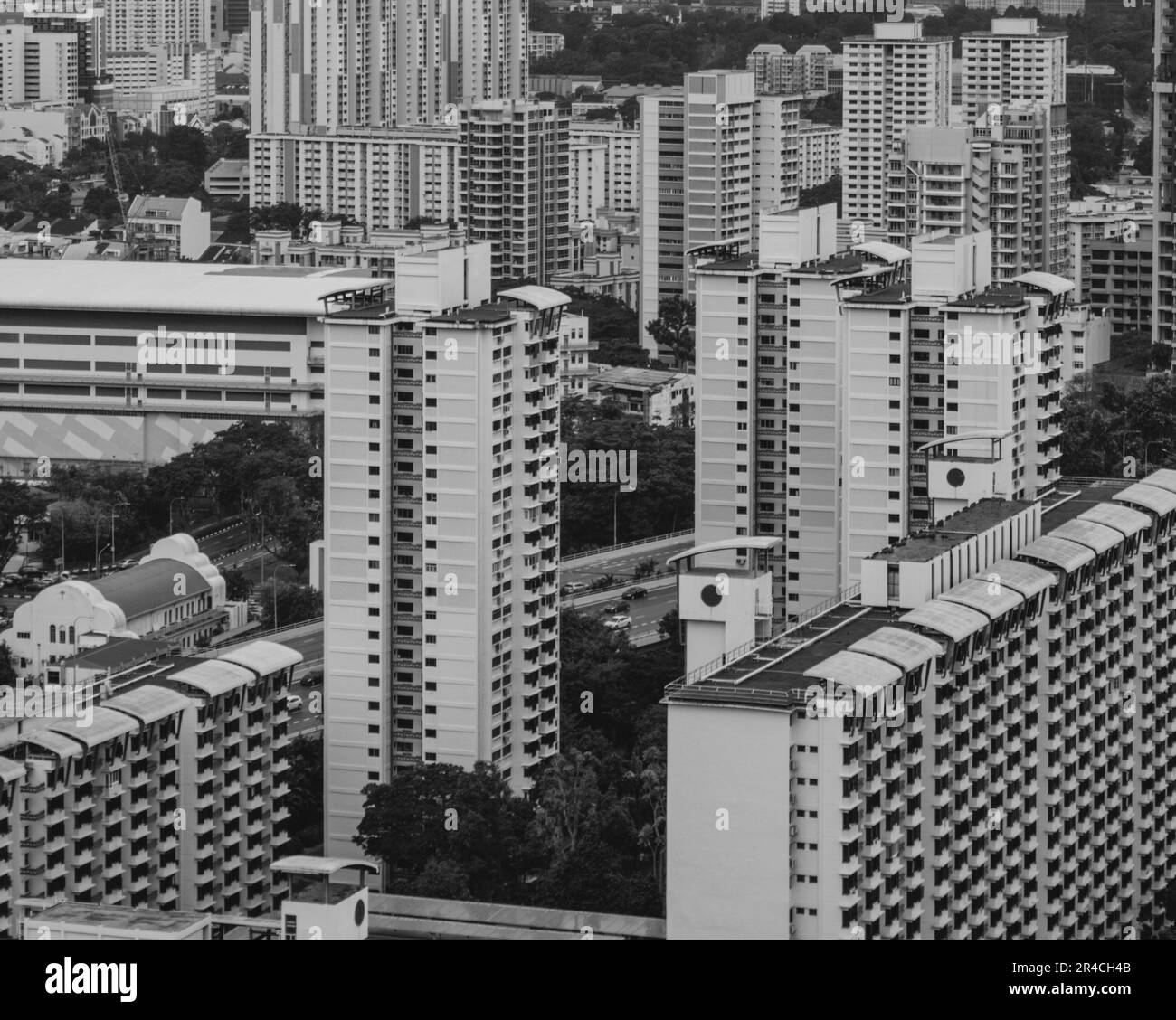 Alloggi pubblici in bianco e nero a Singapore Foto Stock
