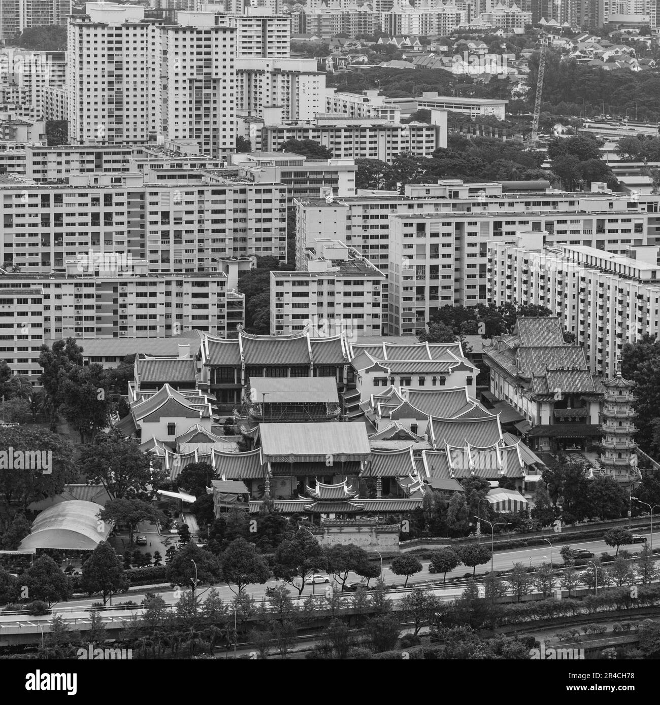Alloggi pubblici in bianco e nero a Singapore Foto Stock